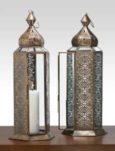 Vintage brass Moroccan lantern handcrafted in Uttar Pradesh India
