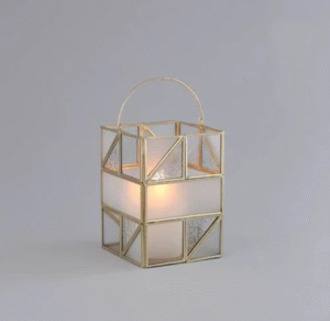 Vintage brass decorative lantern for table and shelf styling