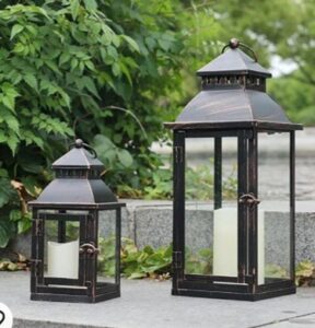Handmade iron lantern with rustic finish