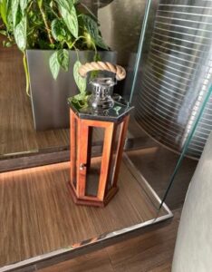 Metal lamp holder lantern handcrafted in Moradabad, Uttar Pradesh