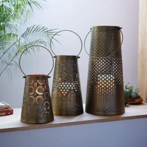 Rustic black powder coated lantern for outdoor and indoor decor from Moradabad India